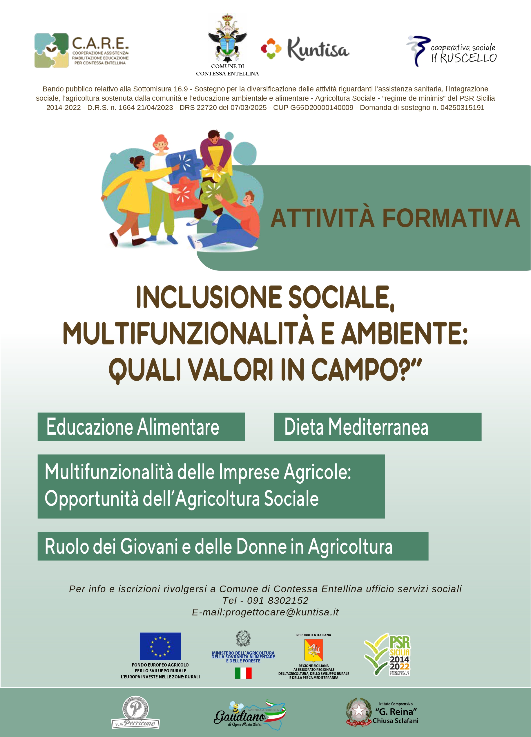 Progetto 𝑪.𝑨.𝑹.𝑬. – Attività Formativa “INCLUSIONE, AMBIENTE E AGRICOLTURA: QUALI VALORI IN CAMPO?”